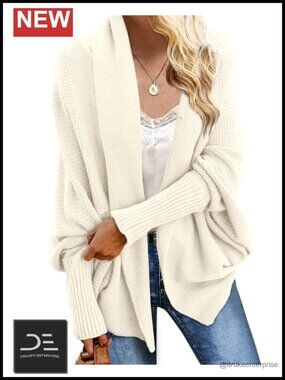 Oversized Batwing Cable Knit Cardigan Sweater - Chunky Wrap Style